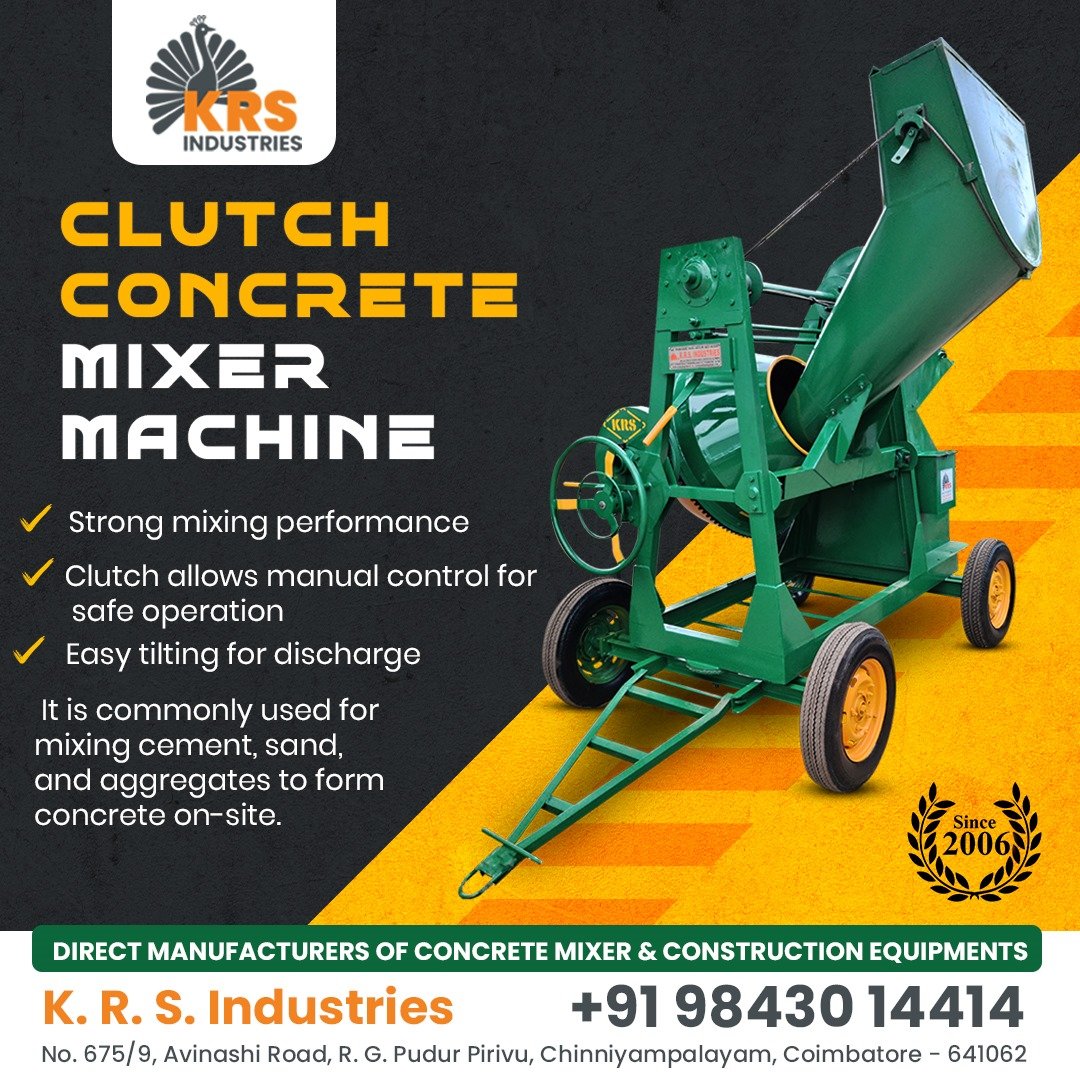Top Clutch Concrete Mixer Machine Manufacturers in Coimbatore – KRS Industries
